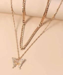 2pc Butterfly necklace