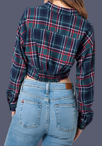 Tied Flannel Plaid Shirt