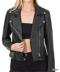 Vegan Leather Motto Jacket