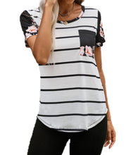 Load image into Gallery viewer, Striped Floral Tee