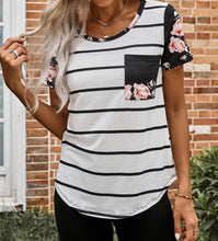 Load image into Gallery viewer, Striped Floral Tee