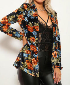 Velvet floral hot sale blazer womens