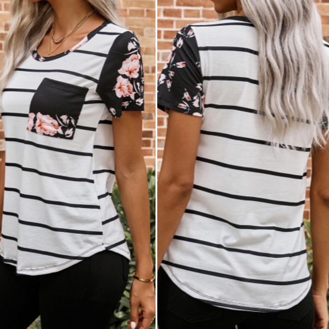 Striped Floral Tee