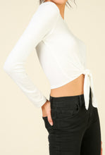 Load image into Gallery viewer, Long sleeve tie up crop top