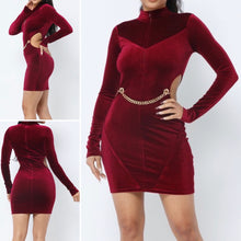 Load image into Gallery viewer, Side Piece Velvet Mini Dress